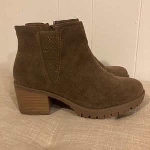 Beige wide width booties